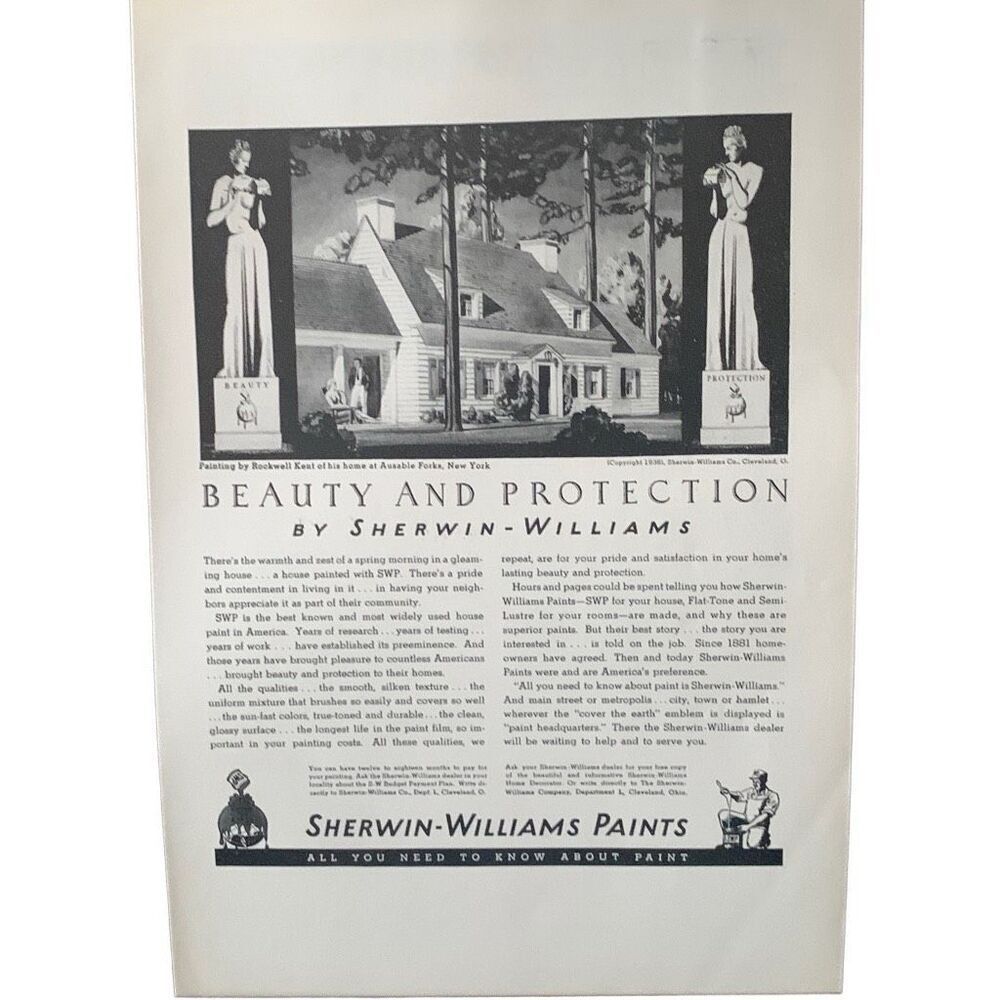 Vintage 1936 Sherwin Williams Beauty and Protection Ad Advertisement